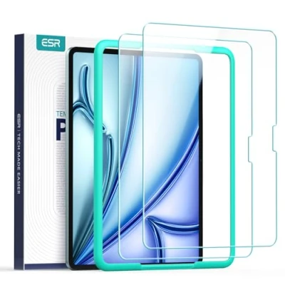 Abbildung von ESR 2 Stück Schutzfolie für iPad Air 11 Zoll (2024), ultraharter Hartglas mit Ausrichtrahmen, kratzfest, HD Klarheit, blasenfrei