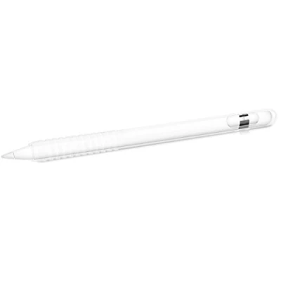 Abbildung von kwmobile Schutzhülle kompatibel mit Apple Pencil (1. Gen) Hülle Stift Silikon Case Schutz Abdeckung Ladeanschluss Weiß Transparent