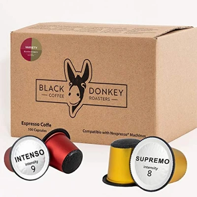Abbildung von Black Donkey Coffee Roasters 100 Nespresso Kompatible Kapseln (SORTENPACKUNG)