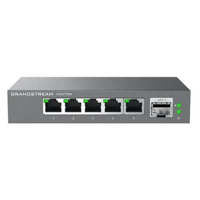 Abbildung von GRANDSTREAM GWN7700M 2,5 G Multi Gigabit Switch, Nicht verwaltbar, Anschlüsse: 5 x GbE RJ45, 1 SFP+, Metallgehäuse, PSU 12 V/1 A Marke