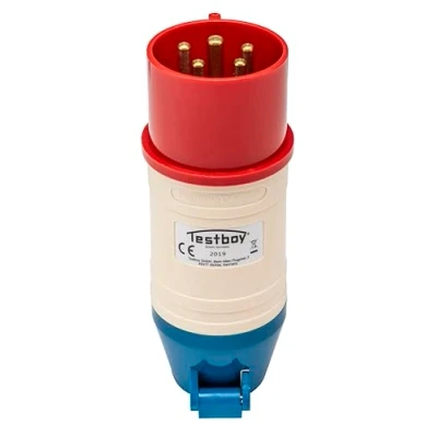 Abbildung von Testboy TV 432A CEE Adapter, Elektrikerwerkzeug (bruchfestes PE Gehäuse, kombinierbar mit Testavit Schuki 1A, 2K und 3A, Spannungsversorgung über Testobjekt), Rot/Weiß/Blau