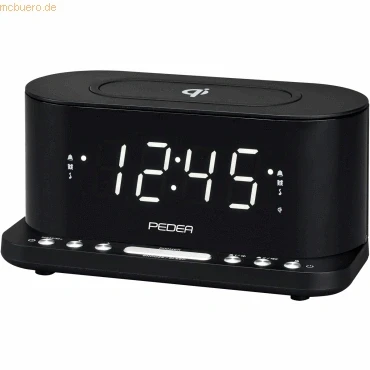 Abbildung von PEDEA Radiowecker mit QI Charging Funktion, FM Radio, 2 Weckzeiten, LED Bildschirm, Sleep &amp; Snooze Funktion