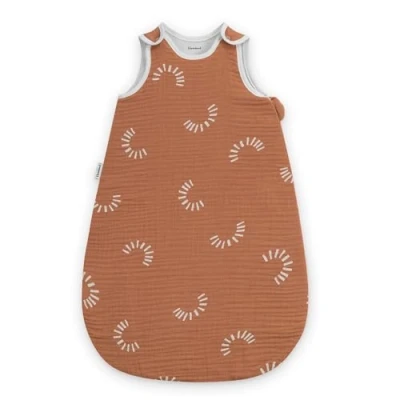 Abbildung von Ehrenkind® Baby Sommerschlafsack Rund Musselin aus weicher OEKO TEX zertifizierter Bio Baumwolle Sommer Schlafsack 1 TOG Gr. 86/92 Zimt Gemustert