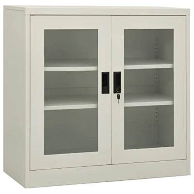 Abbildung von vidaXL Büroschrank Aktenschrank Metallschrank Universalschrank Stahlschrank Aufbewahrungsschrank Büromöbel Schrank Lagerschrank Hellgrau 90x40x90cm Stahl