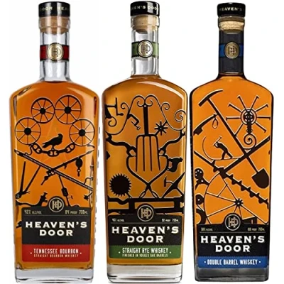 Abbildung von Heaven&#039;s Door TRIO Pack handgefertigter amerikanischer Tennessee Whiskey I Visando Paket (Straight Bourbon 0,7l &amp; Straight Rye Double Barrel 0,7l)