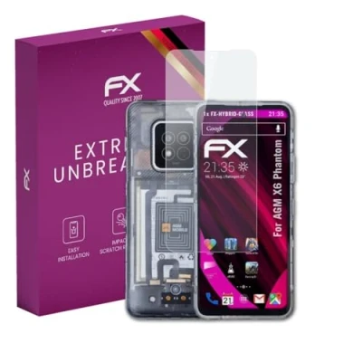Abbildung von atFoliX Glasfolie kompatibel mit AGM X6 Phantom Panzerfolie, 9H Hybrid Glass FX Schutzpanzer Folie
