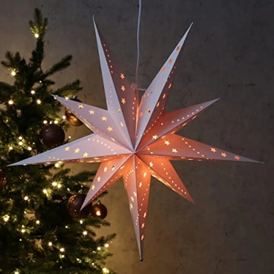 Abbildung von MARELIDA LED Stern Papierstern Emma Weihnachtsstern Faltstern Leuchtstern 58cm