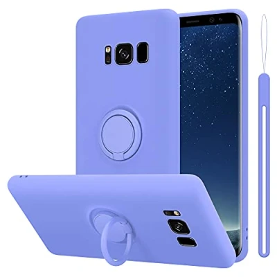 Abbildung von Cadorabo Hülle kompatibel mit Samsung Galaxy S8 Plus Schutzhülle TPU Silikon Case Liquid Design Ring Slim Kratzfest Liquidsilikon Microfaser für in Lila