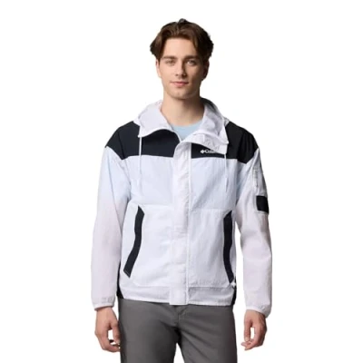 Abbildung von Columbia Men&#039;s Challenger 2 Windbreaker, Lightweight Windbreaker Jacket, White/Black, S