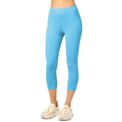 Abbildung von Merry Style Damen 3/4 Leggings Capri aus Baumwolle Sportleggings MS10 199 (Türkis, M)