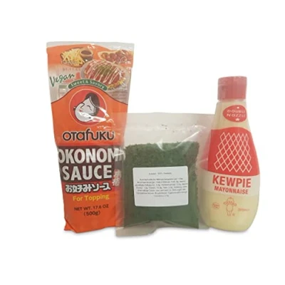Abbildung von Okonomiyaki Zutaten 500g Okonomi Sauce Soße, 355ml japanische Mayonnaise QP Kewpie, 10g Aonori Grundzutaten