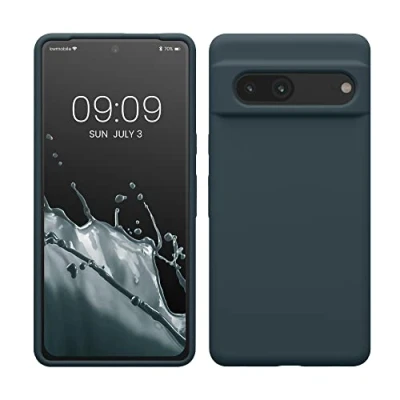 Abbildung von kwmobile Hülle kompatibel mit Google Pixel 7 Silikon Handy Case Handyhülle weiche Oberfläche kabelloses Laden Dunkler Schiefer