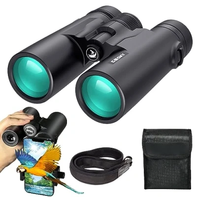 Abbildung von Gosky 10 x 42 Fernglas für Erwachsene, professionelles HD Fernglas, Vogelbeobachtung, Reisen, Sternenbeobachtung, Jagd, Konzert, Sport BAK4 Prism FMC Objektiv Mit Telefonadapter