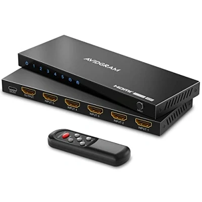 Abbildung von HDMI 2.1 Switch 4K 120Hz, AVIDGRAM 8K Umschalter 5 In 1 Out mit IR Fernbedienung, Switcher Port Auto Selector Hub Unterstützung 60Hz 48Gbps VRR HDCP2.3 HDR10