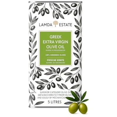 Abbildung von Lamda Estate Griechisches Olivenöl 5 liter Kaltgepresst, nativ extra Peloponnes 5l aus Koroneiki Oliven, super frische Ernte