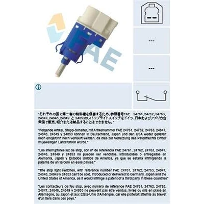 Abbildung von FAE 24848 Bremslichtschalter mechanisch 2 FORD: FIESTA 5, 6, Focus Schrägheck, MAZDA: 3 Limousine, Hatchback, Hatchback