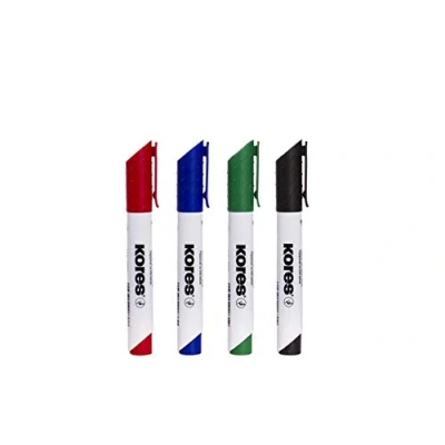 Abbildung von Kores K Marker XW2: Bunte Whiteboard mit Keilspitze, trocken abwischbar und nahezu geruchslose Tinte, Schul Bürobedarf, Set aus 4 Sortierten Farben