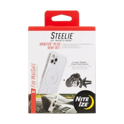 Abbildung von Nite Ize Steelie Orbiter Plus Vent Kit Magnetische Handyhalterung für Auto Lüftung stabiles Handy Zubehör kompatibel Apple MagSafe iPhones und