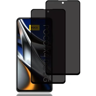 Abbildung von Hkess 2 Stück Sichtschutz für Xiaomi Poco X4 Pro 5G Anti Spy Sichtschutzfolie 9H Härte, Spähen Privatsphäre Schutzfolie,Gehärtetes Glas Folie Blickschutzfolie, Kratzer Displayschutzfolie