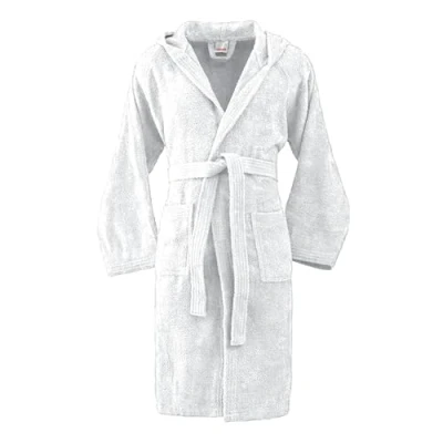 Abbildung von Bassetti Soft 360 g Bademantel mit Kapuze 100% Baumwolle Herren Damen Frottee Plus Size ITALY entworfen Kollektion VIVIAN (WEISS 13 M)