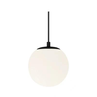 Abbildung von Lucande Hängelampe Bidolo, schwarz, Glas, Ø 15 cm, IP44