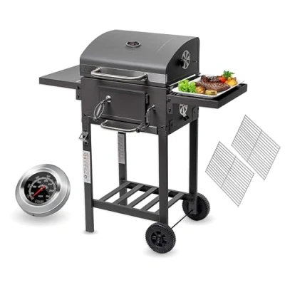 Abbildung von ACTIVA Holzkohlegrill Angular Smart I mit Deckel, verstellbarer Kohlewanne &amp; Thermometer Grillwagen für ein gelungenes Barbecue