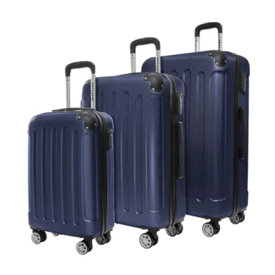 Abbildung von TRVLMORE Kofferset 3 Teilig Hartschale Koffer &amp; Trolleys Set Reisekoffer stück Hartschalenkoffer Gepäck Sets Trolley Blau