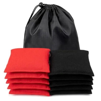 Abbildung von 10 Stück Cornhole Säckchen 10X10cm,Bean Bag Wurfspiel Set für Kinder,Fun Sports Games Sitzsack Partyspiele,Corn Hole Wurfsäckchen Sitzsäcke Outdoor Spiel Jungen und Mädchen Schwarz + Rot
