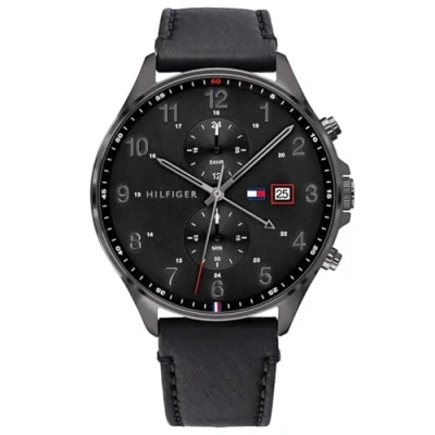Abbildung von Tommy Hilfiger Multi Zifferblatt Quarz Uhr für Herren mit Schwarzes Lederarmband 1791711