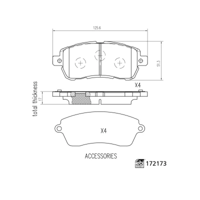 Abbildung von FEBI BILSTEIN 172173 Bremsbelagsatz Vorderachse FORD: KA+ Schrägheck