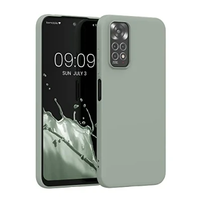 Abbildung von kwmobile Hülle kompatibel mit Xiaomi Redmi Note 11 / 11S weiches TPU Silikon Case Cover geeignet für kabelloses Laden Graugrün