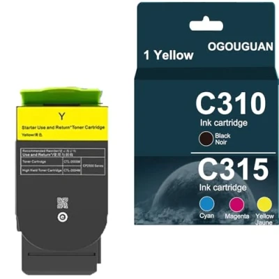 Abbildung von OGOUGUAN C310 C315 Tonerkartusche 8000/5500 Seiten, kompatibel mit Xerox 006R04356 006R04357 006R04358 006R04359 5DNI C3 10 x C310DNI C310D (1 Gelb)
