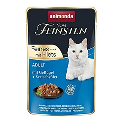 Abbildung von vom Feinsten Filet Katzenfutter nass mit Geflügel + Seelachsfilet (18 x 85g), ohne Getreide und Zucker von animonda, mitfrischen, fleischlichen Zutaten