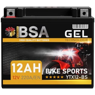 Abbildung von BSA YTX12 BS GEL Motorradbatterie 12V 12Ah 220A/EN Batterie doppelte Lebensdauer entspricht CTX12 51012 GTX12 Quad vorgeladen auslaufsicher wartungsfrei