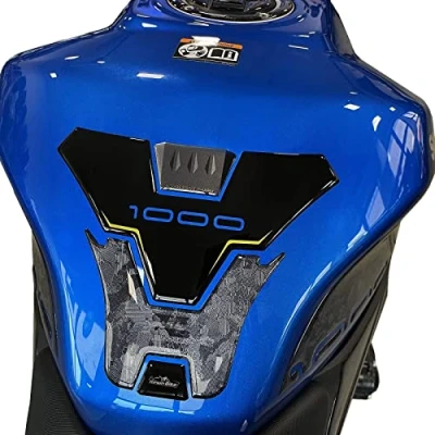Abbildung von Resin Bike Aufkleber für Motorrad Kompatibel mit Suzuki GSX S 1000 2021 2022 Blau Miami. Tankabdeckung vor Stößen und Kratzern. 3D Harzklebstoff Stickers Made in Italy