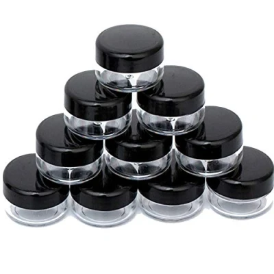 Abbildung von ZEJIA schwarze Kosmetikbehälter, Probengläser mit Deckel, Kunststoff, Make up Probebehälter, BPA freier Topf