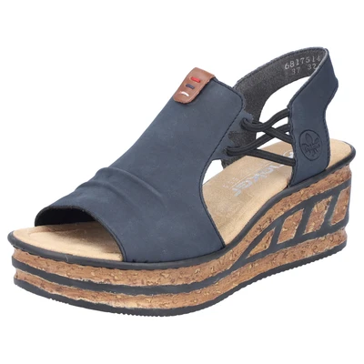 Abbildung von Rieker Plateausandalette, Damen, Größe: 36, Blau Schuhe