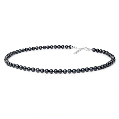 Abbildung von Gaura Pearls Perlenkette Modern Choker schwarz rund 4.5 5.5 mm 40 cm, 925 Silber rhodiniert