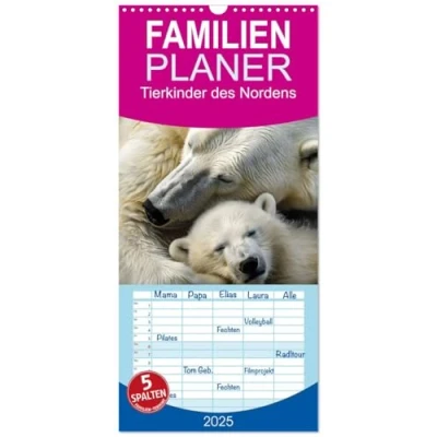 Abbildung von Familienplaner 2025 Tierkinder des Nordens mit 5 Spalten (Wandkalender, 21 cm x 45 cm), CALVENDO