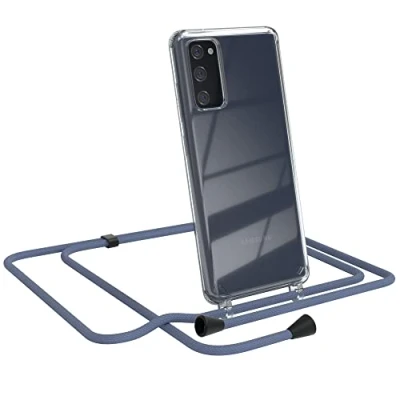 Abbildung von EAZY CASE Handykette kompatibel mit Samsung Galaxy S20 FE / 5G Handyhülle Umhängeband, Handykordel Schutzhülle, Silikonhülle, Hülle Band, Kette, EIS Blau Clips Schwarz