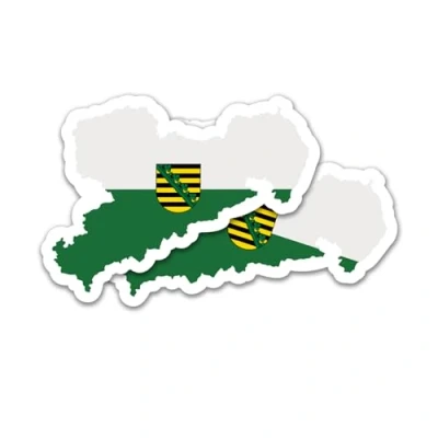 Abbildung von Finest Folia 2er Set Länder Silhouetten Aufkleber Länderaufkleber Bundesland Flagge Sticker für Auto Fahrrad Motorrad Modellblau selbstklebend wetterfest R215 (42 Sachsen)