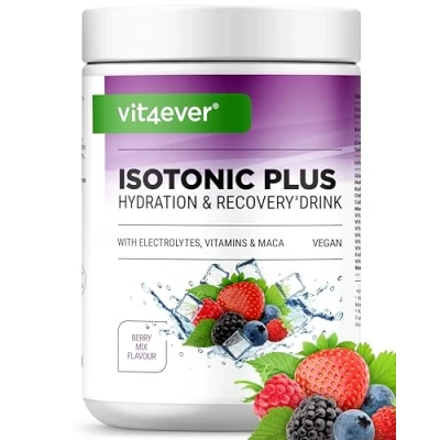 Abbildung von Isotonic Plus Drink 1000g Isotonisches Getränkepulver mit Kohlenydraten, Elektrolyten, Vitaminen und Maca Hydration &amp; Recovery Formel vegan (Beeren Fruchtmix)