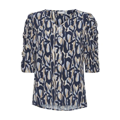Abbildung von Fransa Freskylie 4 Blouse Bluse, Damen, Größe: Small, Navy blazer mix
