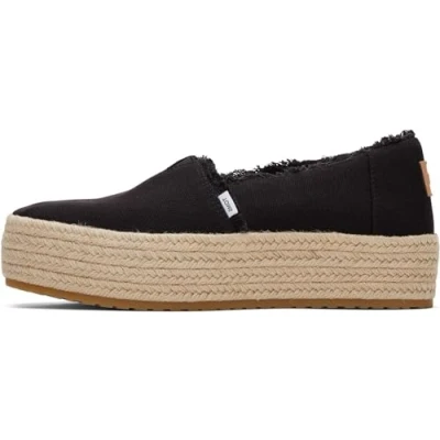 Abbildung von Toms Damen Valencia Plattform, Schwarz Leinen, 43.5 EU