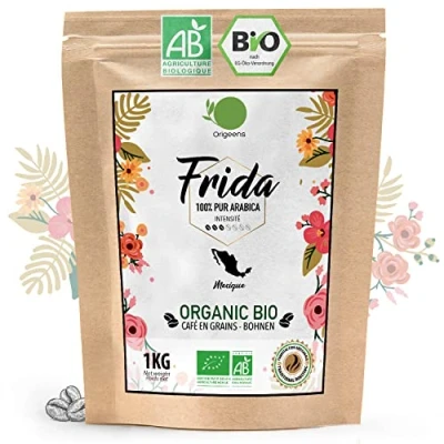Abbildung von ORIGEENS BIO Kaffeebohnen 1kg Biologische Arabica Kaffee Ganze Bohnen Single Origin Mexiko Frida Säurearm Traditionelle Röstung