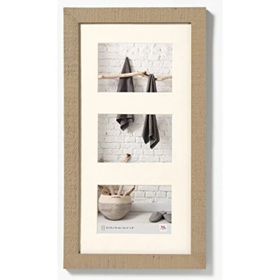 Abbildung von walther design Bilderrahmen beige 3x 10x15 cm Galerie mit Passepartout, Home Holzrahmen HO315C