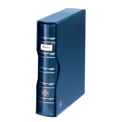 Abbildung von Leuchtturm, Optima Classic Signum, Album (4 Ringe) ohne Inhalt, inkl. Schutzkassette Blau Abm: 250x280x65 mm. pro Stk.
