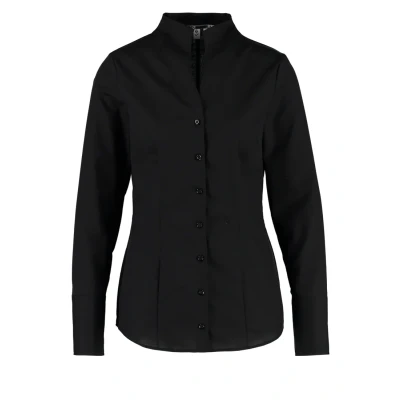 Abbildung von Seidensticker Damen City Langarm Slim Fit Uni Bügelfrei Bluse, Schwarz, 34 EU
