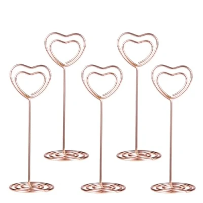 Abbildung von BESTOMZ 12 Stück Herz Tischkartenhalter Fotohalter Kartenhalter Hochzeit Platzkartenhalter Memohalter Sitzkartenhalter Tischnummernhalter (Rosy Gold)