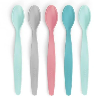 Abbildung von Reer 23022 BabySpoon Fütterlöffel Set, 5 Stück, Babylöffel, mit extra langem Griff, mehrfarbig